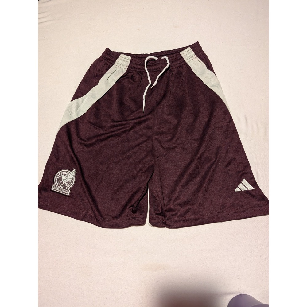 Adidas Mexico National Team Soccer Shorts Burgundy Maroon White Youth Medium